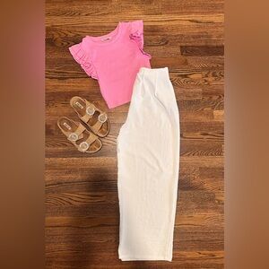 Zara White Flowy Wide Leg Pants